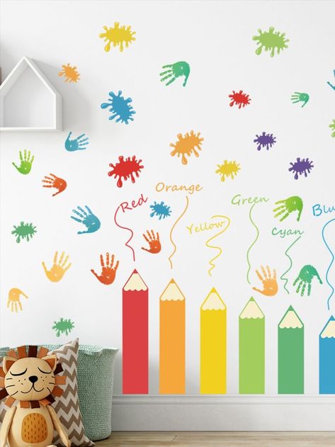 #wallstickers #wallsticker #wallstickermurah #wallpaper #homedecor #walldecor #wallstickeranak #walldecals #wallstickerlucu #wallart #nurserywallstickers #nurserywalldecor #nurserywallart #playroomdecor #nurseryideas #explorepage #nurserydesign #playroomideas #nurseryrooms #nurseryprints Daycare Wall Ideas, Wall Painting For Kids Room, Easy Wall Painting Ideas, Classroom Walls Paint, Easy Wall Painting, School Wall Art Ideas, Infant Daycare, Wall Art Drawing, Nursery Wall Painting