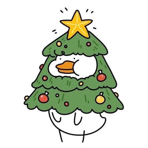 Christmas Cards Drawing, Duck Drawing, Christmas Duck, Christmas Doodles, Cartoon Christmas, Funny Doodles, Christmas Drawing, Cute Easy Drawings, Cute Little Drawings