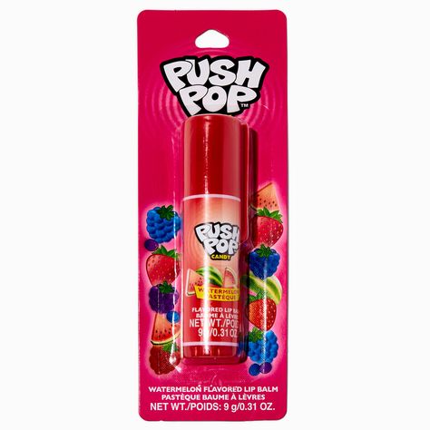 Claire's Push Pop™ Candy Flavored Lip Balm Push Pop Candy, Chap Sticks, Cute Lip Balm, Crown Hair Clip, Chapstick Lip Balm, Lip Collection, Soda Flavors, Lip Balm Collection, Push Pop