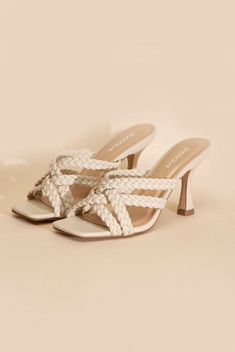 Elevate your footwear collection with our Double Cross Braided Strap Mule Heels, a perfect blend of chic design and comfort. These heels feature a unique double cross braided strap detail that adds an eye-catching element to your ensemble. With a comfortable heel height, these mule heels offer both style and ease, making them a versatile choice for a range of occasions.Toe: Open toe, squareHeel shape: StilettoMaterial: SyntheticImported. Made in China Style: Casual Silhouette: N/A Embellishment: Braided Heels, Mom Activities, Jambu Shoes, Mule Heels, Braided Strap, Footwear Collection, Comfortable Heels, Shoes Woman, Crazy Shoes