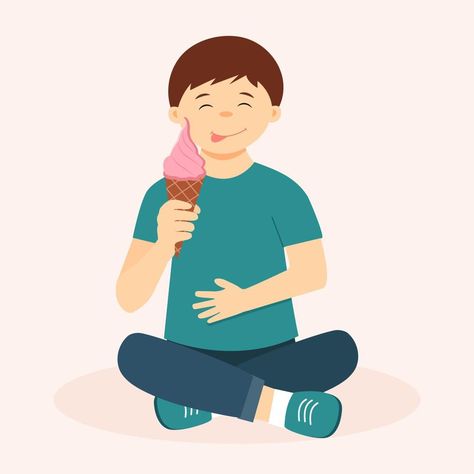 Eating Ice Cream Illustration, Holding Ice Cream, Ice Cream Kids, Ice Cream Illustration, Eating Ice Cream, An Ice Cream, Ice Cream Cone, His Hands, Vector Art