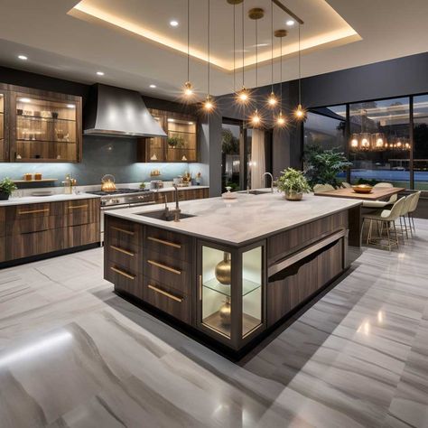 U Shaped Modern Modular Kitchen Delights for Stylish Living • 333+ Images • [ArtFacade] Kitchen Interior Design Modern Luxury, Big Kitchen Ideas, Big Kitchen Design, Mansion Kitchen, Best Kitchen Colors, Classic Kitchen Design, Kitchens Luxury, Dream Kitchens Design, Kitchen Design Plans