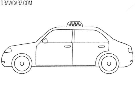 Taxi Drawing, Car Drawing Sketches, Taxi Car, Car Drawing, Car Drawings, Learn How To Draw, Learn To Draw, Childcare, Wooden Toy Car