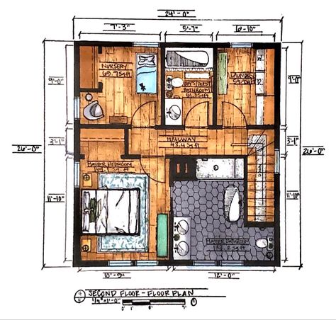 Rendered Floor Plan, Alcohol Markers, Floor Plan, Interior Architecture, Markers, Floor Plans, Flooring, How To Plan, Architecture