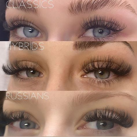 Hybrid Lash Extensions Blue Eyes, Hybrid Lash Extensions Before And After, Best Eyelash Extensions For Eye Shape, Last Extensions Styles, Whisky Lash Extensions, Lash Extensions Styles Hybrid, Lash Extensions Guide, Hybrid Lash Extensions Wispy, Light Hybrid Lash Extensions