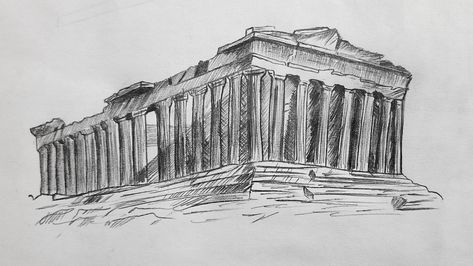 Parthenon Sketch Simple, Parthenon Sketch, Architect Student, Architectural Sketches, Simple Sketch, Architecture History, Architecture Sketch, Gods And Goddesses, Drawing Ideas