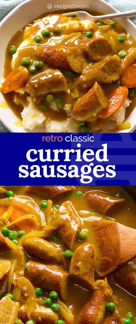 Easy Curried Sausages, Curried Sausages, Sausage Recipes For Dinner, Sausage Dinner, Sausage Dishes, Sausage Recipe, Australian Food, Sausage Gravy, Delish Recipes