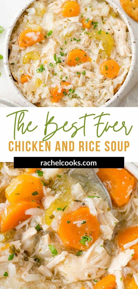 Chicken Rice Soup The Best Chicken And Rice Soup, Asian Rice Soup, Soup Recipes Chicken Rice, Chicken And Rice Soup Healthy, Best Chicken Rice Soup, Chicken Soup With Beans Recipes, Rice And Soup Recipes, Chicken Rice Soup Recipes Homemade, Gluten Free Chicken And Rice Soup