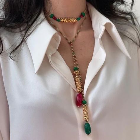 Moroccan Jewelry, Green Pendant, Green Pendants, Red Necklace, Caftan Dress, Double Ring, Cord Necklace, Mom Style, Stone Pendants