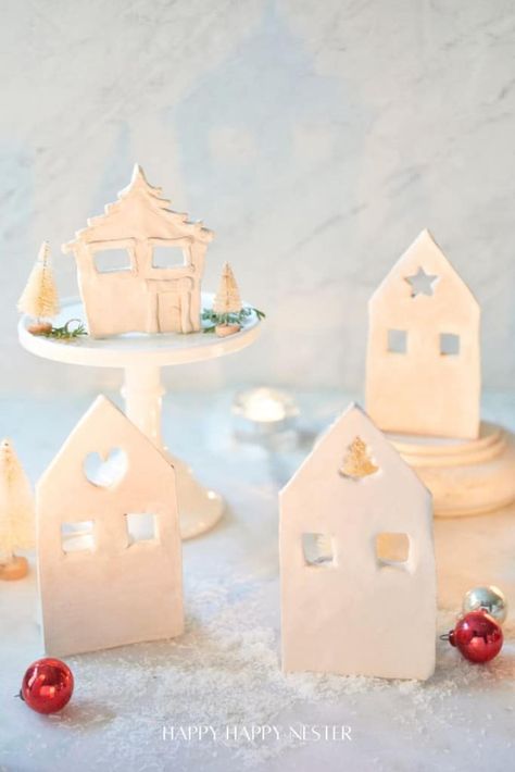 Diy Clay Christmas, Candle Votives, Clay House, Easy Holidays Crafts, Paint Your House, Christmas Crafts For Adults, Clay Christmas, Crafts For Adults, Spring Easter Crafts