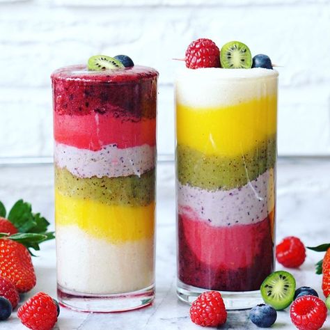 Paas Brunch, Rainbow Smoothie, Sushi Fillings, Breakfast Overnight Oats, Top Healthy Foods, Rainbow Recipes, Vitamix Smoothies, Breakfast Overnight, Smoothies Bowls