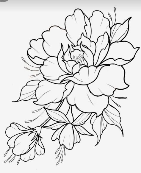 Mandala Outline, Flowers Coloring Pages, Peony Drawing, Japanese Flower Tattoo, Flowers Coloring, Mosaic Inspiration, Flower Outline, Flower Sketches, Floral Drawing