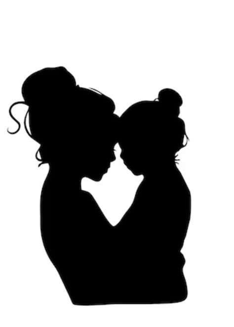 Mother Daughter Silhouette, College Canvas Paintings, Sister Clipart, College Canvas, Bride And Groom Silhouette, Mom Clipart, 4 Tattoo, Mother Daughter Tattoos, Nurse Christmas