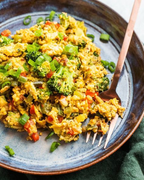 White Miso Veggie Egg Scramble Veggie Egg Scramble, Dream Breakfast, Egg Scramble, Chipotle Seasoning, Mexican Sauce, Scrambled Eggs Recipe, Asparagus And Mushrooms, Tried And True Recipes, White Miso