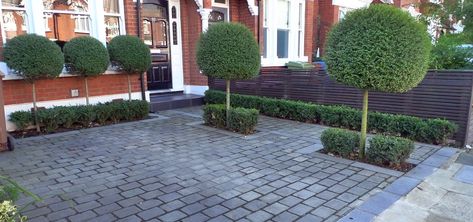 front garden block paving driveway dulwich london Driveway Gardens, Garden Design Ideas Uk, Front Driveway Ideas, Front Garden Ideas Driveway, Block Paving Driveway, Garden Ideas Driveway, Garden Blocks, Small Front Gardens, Paving Ideas