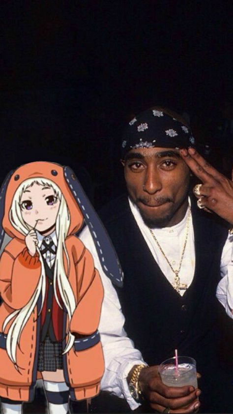 #anime #2pac Anime Rapper Aesthetic, Anime And Rappers Icons, Anime With Rappers, Celebrities With Anime Characters, Rapper And Anime, Kakegurui Anime, Gangsta Anime, Anime Rapper, Samurai Artwork