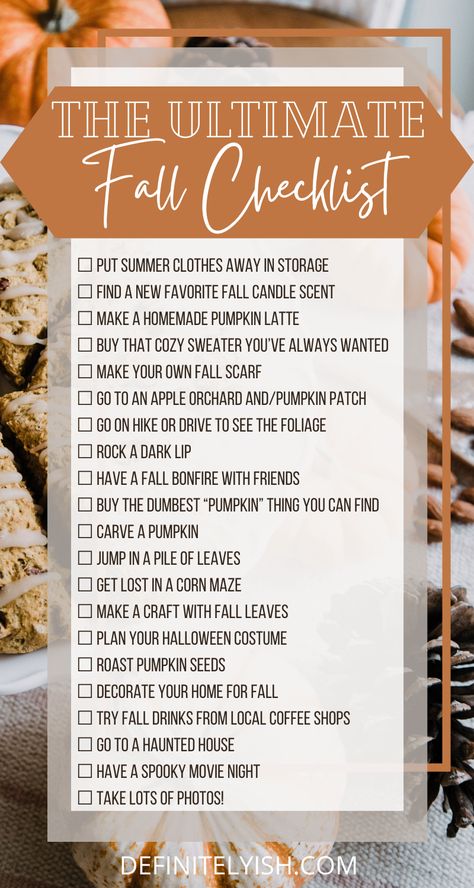 Looking for things to do this fall? Look no further, here's your checklist for the best fall ever! #fall #fallinspiration #fallvibes #fallchecklist Fall Prep List, Preparing For Fall, Prepare For Fall, How To Get Ready For Fall, Fall To Do, Autumn Checklist, Fall Gardening Ideas, 30 Bucket List, Fall To Do List