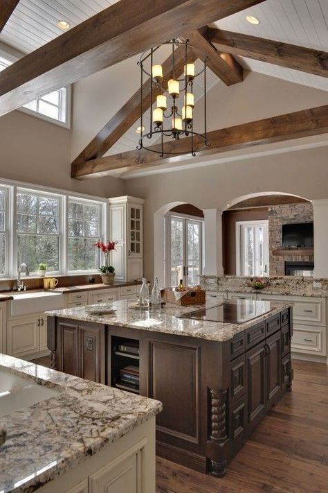 Vancouver Colour Consultant: Beige is Only 'Blah' When it's Wrong | Maria Killam | True Colour Expert | Decorator Interior Design Country, Fabulous Kitchens, Wooden Beams, Large Kitchen, Counter Tops, Decor Minimalist, Traditional Kitchen, Home N Decor, Beautiful Kitchens