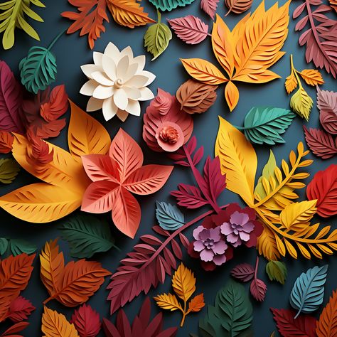 Autumn Leaves, Paper Art, Background Autumn Paper Wreath, Caffe Ideas, Autumn Leaves Paper, Flowers For Fall, Crushed Paper, Fall Paper Crafts, Interior Design Plants, Paper Flower Wreaths, Autumn Paper