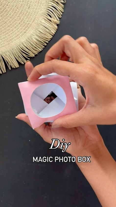 Gayatri chouhan | DIY Magic Photo Box ✨ #papercrafts #crafts #handmade #papercrafting #giftidea #handmde #diyvideos #cutediy | Instagram Photo Cards Diy, How To Make Magic, Magic Photo, Circle Crafts, Interactive Cards, Photo Box, Diy Origami, Instagram Diy, Crafts Handmade