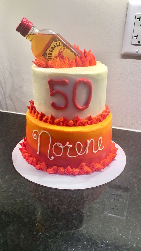 Fireball Themed Cake, Fireball Birthday Party, Fireball Themed Party, Fireball Cake Design, Fireball Cake Recipe, Birthday Cake For Guys, Fireball Cake, Cake For Guys, Alcohol Cakes