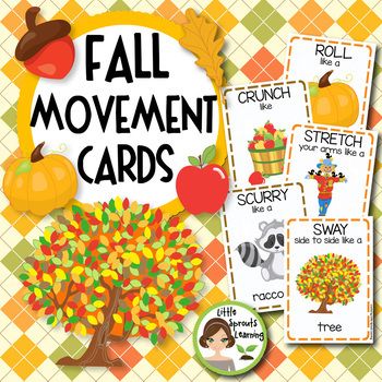 Fall Movement Cards (Transition Activity or... by Little Sprouts Learning | Teachers Pay Teachers Fall Motor Activities For Toddlers, Toddler Steam Activities, Fall Large Group Activities Preschool, Mushroom Activities For Preschool, Harvest Activities Preschool, Movement Cards, Transition Activities, Harvest Theme, Fall Lesson Plans