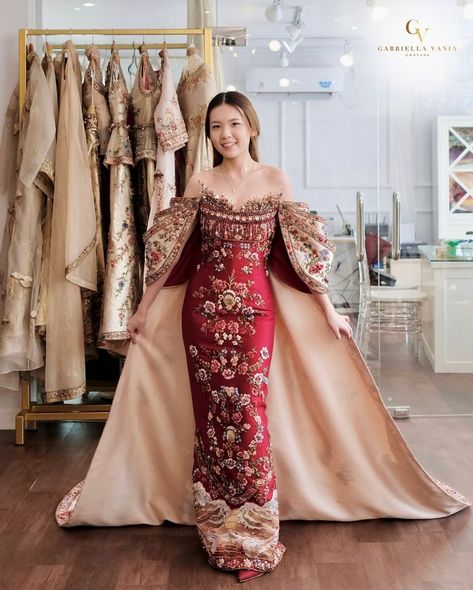 GV by Gabriella Praditha (@gv_gabriellavania) • Instagram photos and videos Chinese Engagement, Cheongsam Wedding, Different Wedding Dresses, Outfit Design, Inspired Fashion, Drawing Tips, Cheongsam, Fashion Sewing, Beautiful Dresses