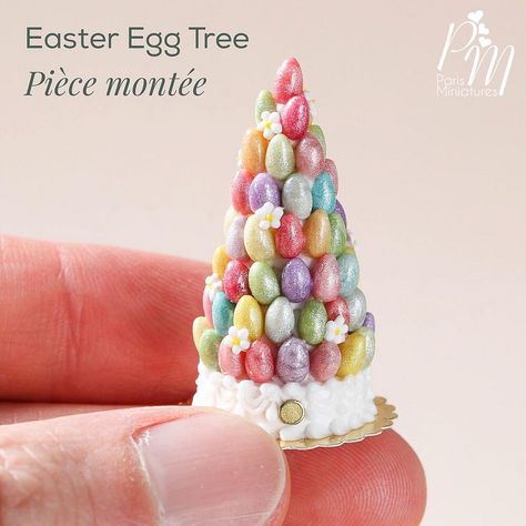 Mini Patisserie, Miniature Easter, St Patricks Crafts, Chocolate Rabbit, Easter Egg Tree, Egg Tree, Miniature Ideas, Diy Doll Miniatures, Spring Fun