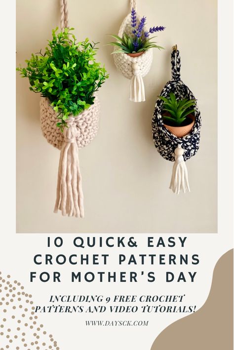 Quick Crochet Gifts, Crochet Plant Hanger, Crochet Plant, Knitting Blogs, Crochet Gift, Diy Mothers Day Gifts, Crochet Home Decor, Quick Crochet, Crafts With Pictures