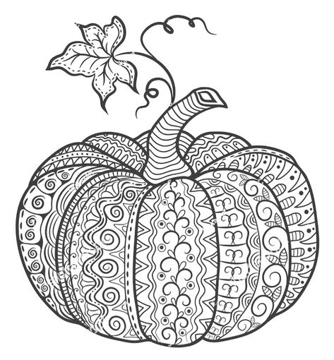 Pumpkin Zentangle, Pumpkin Doodle, Halloween Kunst, Zen Doodle Art, Halloween Artwork, Fall Coloring Pages, Adult Coloring Book Pages, Doodle Coloring, Doodle Illustration