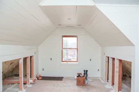 Attic Updates: Paint and Cubby Storage Progress - Beth Bryan Cubby Storage Ideas, Attic Decor, Attic Makeover, Attic Office, Attic Renovation Ideas, Attic Doors, Attic Playroom, Attic Flooring, Small Attic