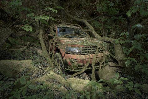 Forgotten on Behance Apocalypse Aesthetic, Creation Photo, Abandoned Ships, Abandoned Cars, Post Apocalypse, Old Car, Abandoned Buildings, Abandoned Houses, Post Apocalyptic