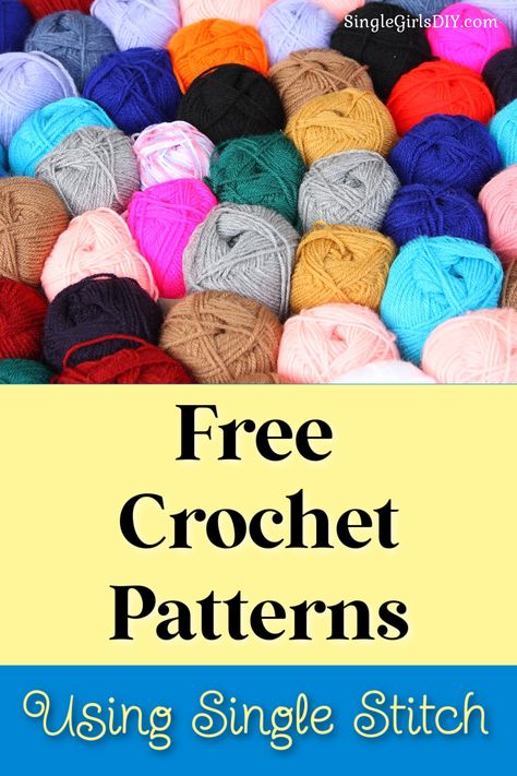 multiple skeins of brightly colored yarn on a shelf Single Crochet Patterns, Single Stitch Crochet, Easy Crochet Patterns Free Beginners, Learn Crochet Beginner, Free Patterns For Crochet, Free Crochet Patterns For Beginners, Sc Crochet, Patterns For Crochet, Crochet Poncho Free Pattern