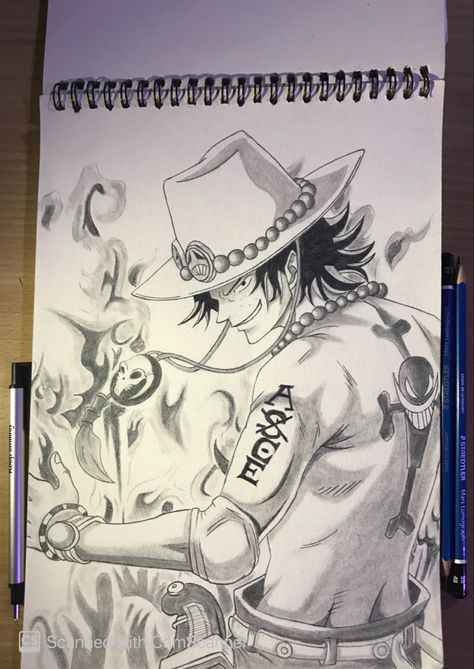 One piece Portgas D Ace Portgas D Ace Drawing, Ace One Piece Drawing, Ace Drawings, Ace Sketch, One Piece Sketch, One Piece Portgas D Ace, Ace And Luffy, One Piece Tattoos, Portgas D Ace