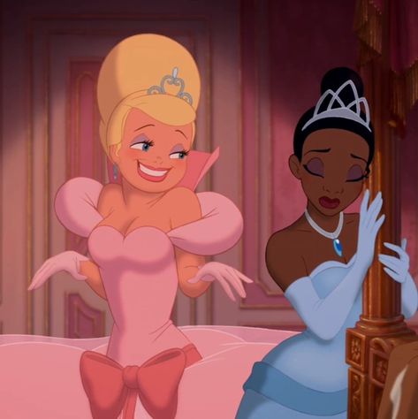 The Princess And The Frog Charlotte, Charlotte From Princess And The Frog, Tiana And Lottie, Tiana And Charlotte, Disney Princess Movies, Princess Movies, Princess And The Frog, The Princess And The Frog, The Frog