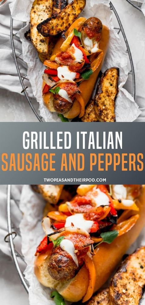 Grilled Sausage Recipes, Sausage And Peppers Sandwich, Grilled Italian Sausage, Summer Dinner Recipes Grill, Italian Sausage And Peppers, Italian Sausage Sandwich, Grilled Peppers And Onions, Sausage Peppers And Onions, Sausage Recipes For Dinner