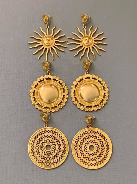 Gold Ceremonial Pierced Jewelry, Columbian Jewelry, Mayan Gold Jewelry, Pre Columbian Jewelry, Mayan Earrings, Colombian Jewelry, Golden Earrings, Disc Earrings, Artifacts