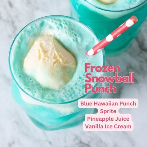 MyBartender - Frozen Snowball Punch Recipe - a creamy,... Christmas Punch Recipes Alcoholic, Punch Recipes Alcoholic, Blue Party Punch, Snowball Punch, Best Christmas Punch, Best Christmas Punch Recipe, Frozen Themed Party, Blue Hawaiian Punch, Whipped Cream Vodka