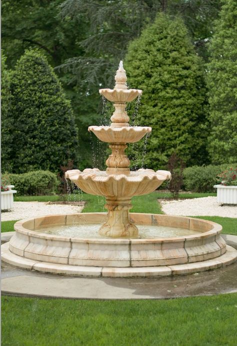 Color Wheel Matching, Front Yard Fountain, French Fountains, Yard Fountain, Curtains Green, Water Fountain Design, Garden Water Fountains, European Garden, Fountain Design