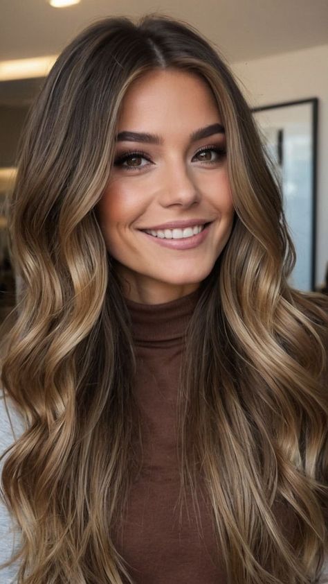 Early Fall Hair Color, Summer Hair 2024 Bronde, Winter Brown Balayage, Fall Caramel Balayage, Brown To Caramel Balayage, Fall Hair Inspo For Brunettes, Winter Bronde Haircolor, Hair Balayage On Dark Hair, Fall Hair Color 2024