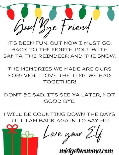 Goodbye From Elf On The Shelf Free Printable, Elf On The Shelf Exit Letter, Last Day Letter From Elf On The Shelf, Elf Goodbye Letter For Older Kids, Elf Last Day Ideas Christmas Eve Letter, Elves Goodbye Letter, Elf On The Shelf Leaving Ideas Messages, Elf On The Shelf Last Night Letter, Elf On The Shelf Goodbye Letter Hug