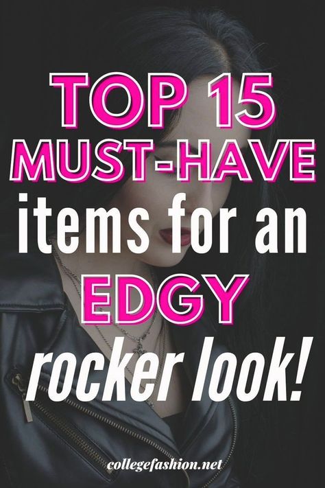 15 key items you should have in your wardrobe for an Edgy Rocker Chic look. Grab these 15 items and you will be able to create 45+ outfit ideas (that we share with you here)! Click to find these must have pieces for that Rocker aesthetic you love! Rocker Chic Style Over 40, Chic Rocker Outfits, Grunge Inspired Outfits, Classy Rocker Chic Style, Chic Edgy Outfits, Rocker Chick Outfit, Boho Rocker Chic Style, Womens Punk Fashion, Rocker Chic Outfits