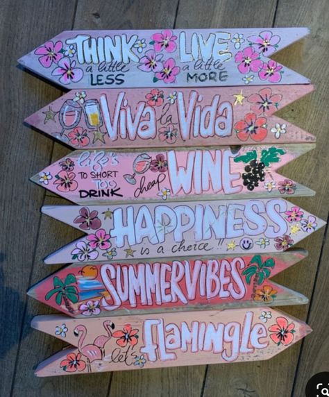 Handmade Signs, Simple Illustration, Beach Signs, Beach Crafts, Garden Signs, Tiki Bar, Summer Crafts, Beach Art, My New Room