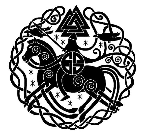 Knotwork, Valknut, Odin, Sleipnir. Norse Design, Art Viking, Symbole Viking, Norse Myth, Norse Symbols, Norse Tattoo, Nordic Tattoo, Mythology Tattoos, Viking Designs