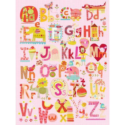 Product Inspiration, Alphabet Wall Art, Oopsy Daisy, Alphabet Wall, Fruit Flowers, Kids Wall Decor, Stretched Canvas Wall Art, Orange And Pink, Personalize Art