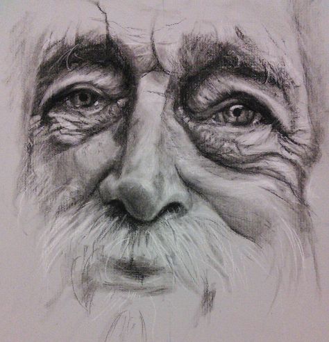 "Complete" Charcoal pencil old man portrait drawing on Strathmore paper by Donna Readman Old Man Portrait Sketch, Old Man Pencil Drawing, Old Man Portrait Drawing Pencil, Old Man Face Sketch, Old Eyes Drawing, Old Man Drawing Sketches, Old Face Drawing, Old Man Portrait Drawing, Old Man Face Drawing