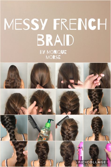 Messy French Braid Tutorial, French Braids Natural Hair, French Braid On Short Hair, Braid On Short Hair, Messy French Braid, French Braid Tutorial, Messy Braided Hairstyles, Braids Natural Hair, Messy French Braids