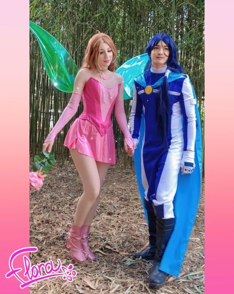 Flora Magic Winx and Helia (Flora's boyfriend) cosplay Helia Winx Club, Flora Cosplay, Winx Club Cosplay, Flora And Helia, Winx Cosplay, Winx Flora, Power Rangers Cosplay, Bloom Winx Club, Princess Cosplay