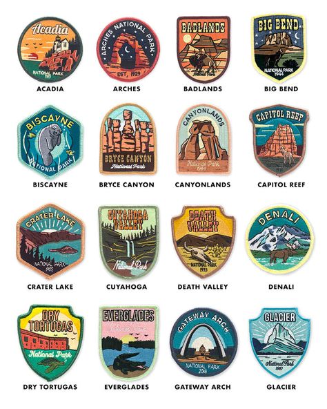 National Parks Patches, National Park Branding, National Park Embroidery, National Park Signs, Camping Patches, Camp Patches, National Park Logo, National Park Stickers, National Park Design