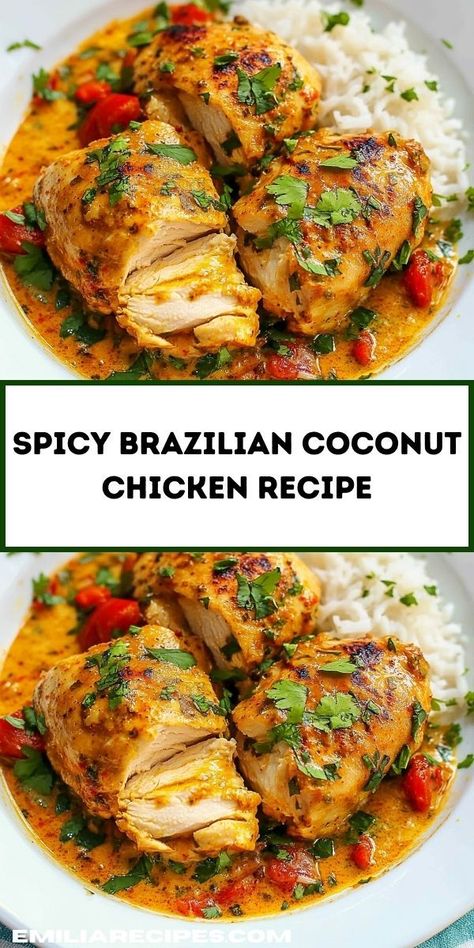 Looking for dinner ideas? Try our Spicy Brazilian Coconut Chicken recipe. It’s one of the best dinner recipes for family, combining bold flavors with easy chicken recipes—perfect for chicken dinner ideas and weeknight meals. Brazilian Coconut Chicken, Coconut Chicken Recipe, The Best Dinner Recipes, Chicken Dinner Ideas, Top Dinner Recipes, Top Chicken Recipes, Best Dinner, Coconut Milk Recipes, Coconut Sauce